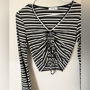 Long Sleeve Crop Stripe Top